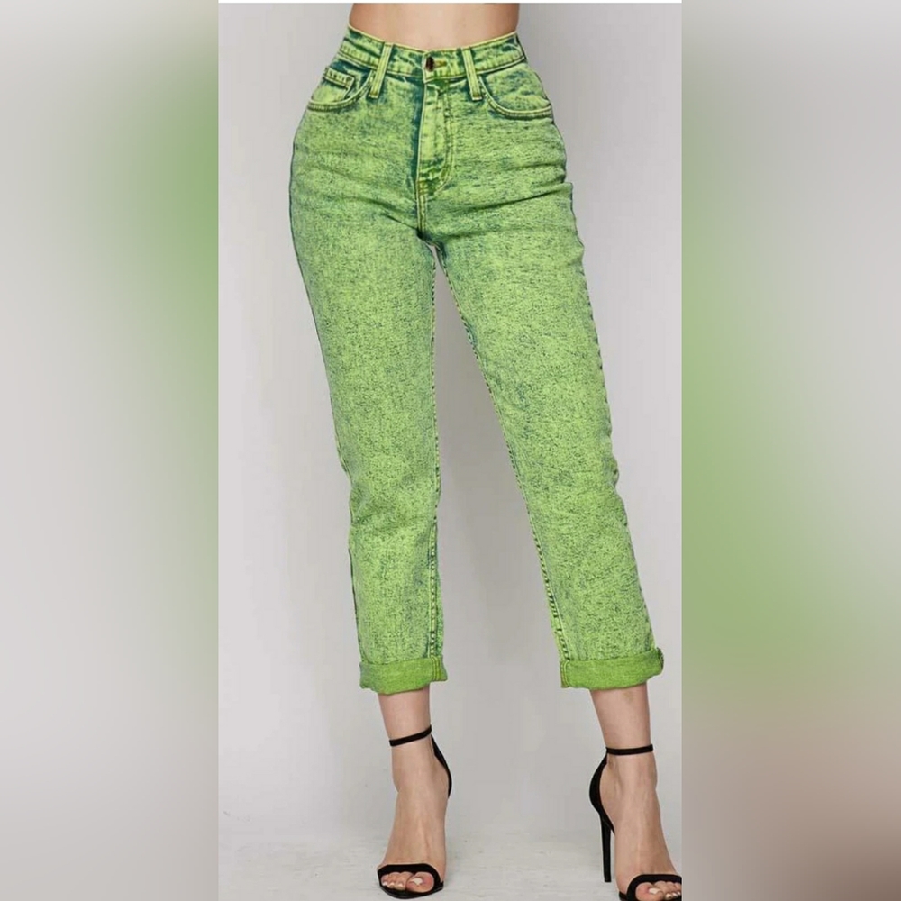 Like-New Vibrant Acid Wash Jeans
